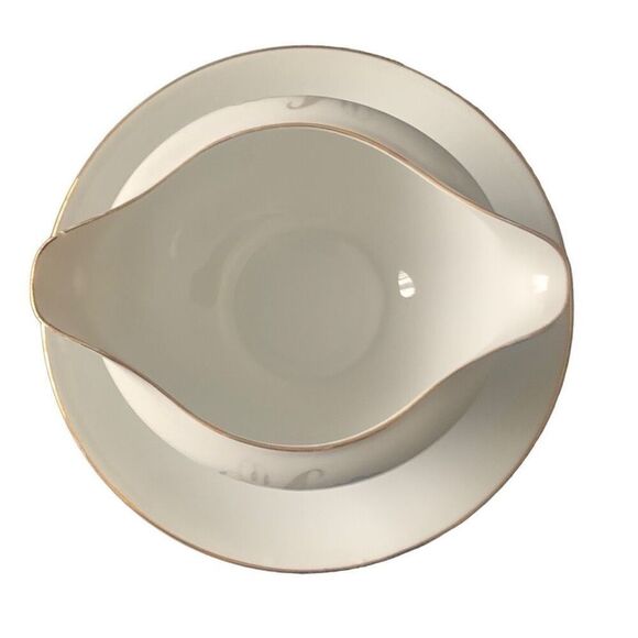 Vintage 1961 Kaysons Japan Fine China Golden Rhapsody Oval Gravy Boat Plate Clas - Picture 10 of 16